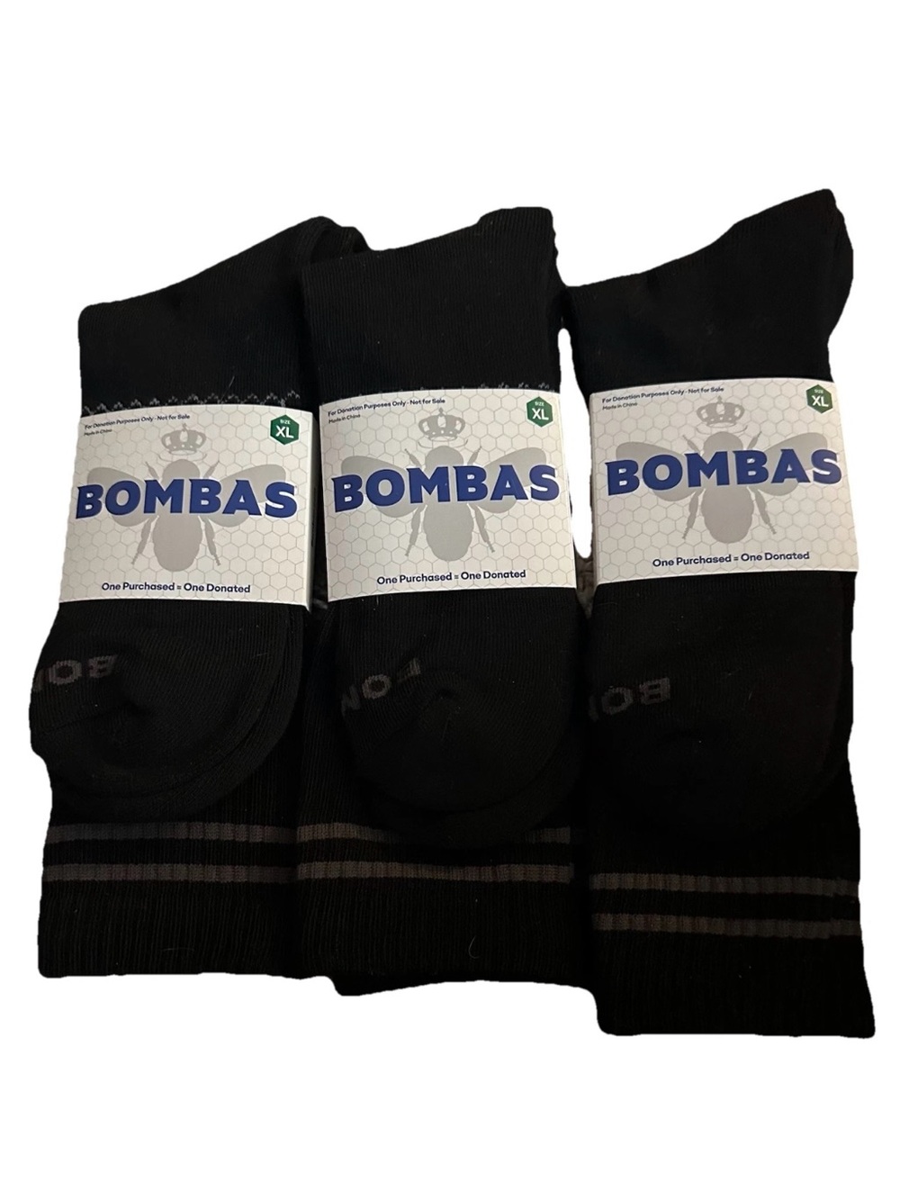 Bombas Men’s XL Black Dress Socks 3 Pairs Cushioned Honeycomb Arch Support NEW